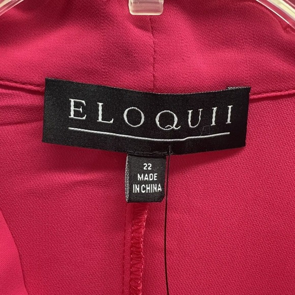 NWT Eloquii Top Size 22 Hot Pink Bow Tie Neck Flutter Sleeves Career - Picture 4 of 11